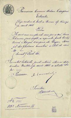 manuscris - Actul a fost redactat în cadrul „Primăriei Comunei Urbane Câmpina“; Înregistrarea decesului lui Iane, ginerele lui Ion Gârbăcică, extrasă din condica de morți a Bisericii „Sf. Voievozi“ din Câmpina pe anul 1861