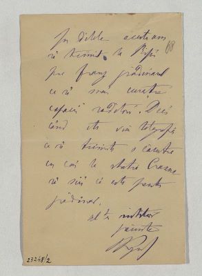 manuscris - Mihail Kogălniceanu - autor; Scrisoare trimisă de Mihail Kogălniceanu fiului său, Ion, pe 29 ianuarie 1887, din București
