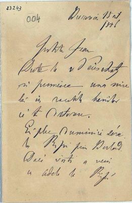 manuscris - Mihail Kogălniceanu - autor; Scrisoare trimisă de Mihail Kogălniceanu fiului său, Ion, pe 15 octombrie 1886, din București