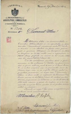 manuscris - N. Kretzulescu, ministru - autor; Scrisoarea ministrului N. Kretzulescu adresată lui M. Kogălniceanu în data de 19 mai 1872