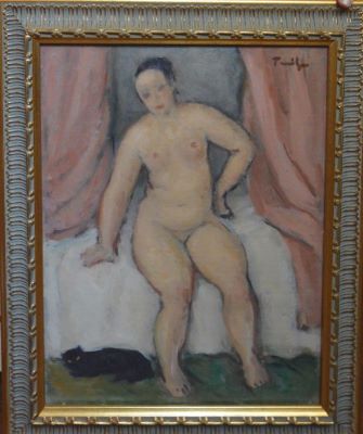 pictură de șevalet - Tonitza, Nicolae; Nud (cu pisică)