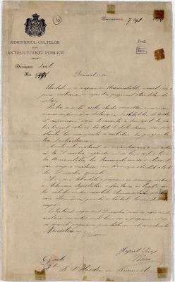 manuscris - Documentul a fost redactat în cadrul Ministerului Cultelor și Instrucțiunii Publice; Scrisoare de la Titu Maiorescu, Ministrul Cultelor și Instrucțiunii Publice, către B. P. Hașdeu, căruia îi propune ținerea unui curs extraordinar la Universitatea din București (7 septembrie 1874)