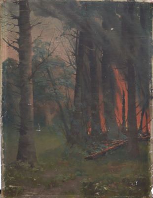 pictură de șevalet - Romano, Grigore; Pădure în flăcări