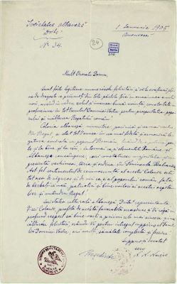 manuscris - Documentul a fost redactat în cadrul societății albaneze „Drita“; Scrisoare de felicitare cu ocazia Anului Nou, primită de B.P. Hașdeu din partea societății culturale albaneze „Drita“