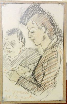 schiță - Pallady, Theodor; Două portrete (Portret de femeie cu bărbat)