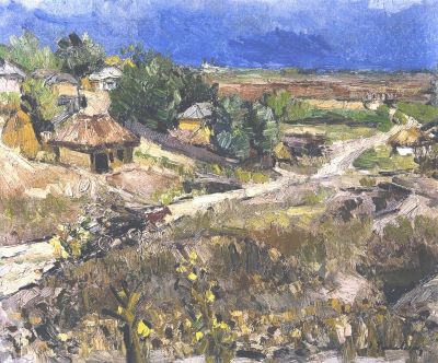 pictură de șevalet - Țuculescu, Ion; Peisaj cu case