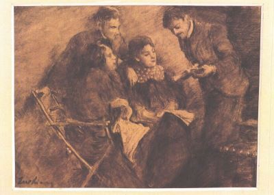 desen - Luchian, Ștefan; Scriitorul Beldiceanu cu familia și poetul Șt.O. Iosif
