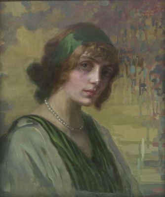 pictură de șevalet - Loghi, Kimon; Femeie în verde