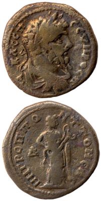 monedă romană; mon. Tomis, Septimius Sever