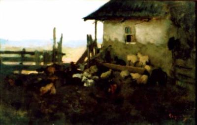 pictură - Grigorescu, Nicolae; Casă țărănească