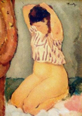 pictură - Tonitza, Nicolae; Nud cu cămașă roz