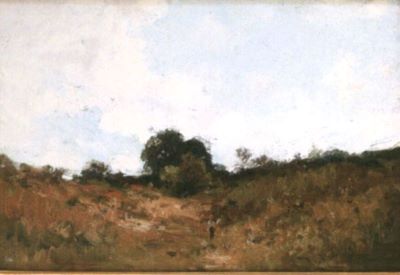 pictură - Grigorescu, Nicolae; Țărăncuță cu fuior coborând spre casă