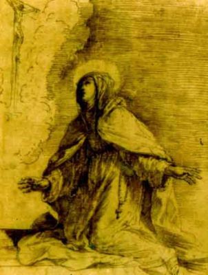 desen - Barbieri, Giovani Francesco (Il Guercino); Christ crucificat apare Sfintei Caterina de Siena