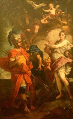 pictură - Balestra, Antonio; Eneas și Acates întâlnind pe Venus în costum de vânătoare