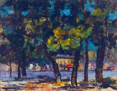 pictură - Mützner, Samuel; Peisaj cu copaci