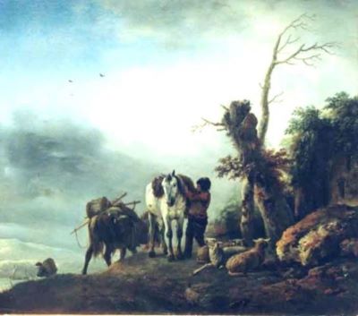 pictură - Wouwerman, Philips; Peisaj cu figuri