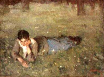 pictură - Andreescu, Ion; Fată în iarbă