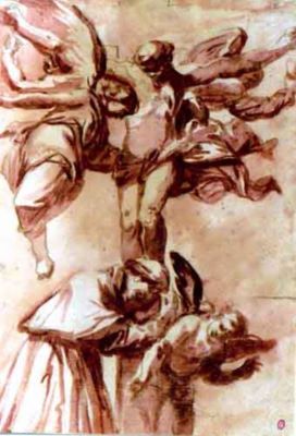 desen - Mazuchelli, Pier Francesco; San Carlo Borromeo adoră Crucifixul