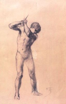 desen - Falguière, Jean-Alexandre-Joseph; Nud (Studiu pentru „Omorârea unui taur”)