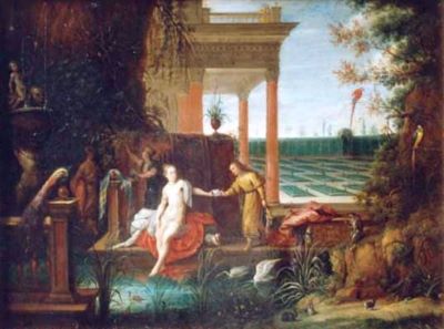 pictură - Franken, Frans I; Batseba la baie