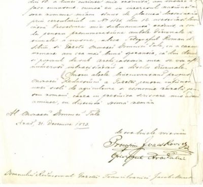 scrisoare - Procopiu, Ivacs; Procopiu Ivacs către Mureșianu Iacob