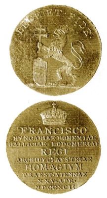 Medalie (jeton) dedicată depunerii jurământului de fidelitate a Austriei față de Francisc I