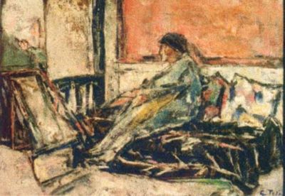 pictură - Petrașcu, Gheorghe; Femeie pe sofa