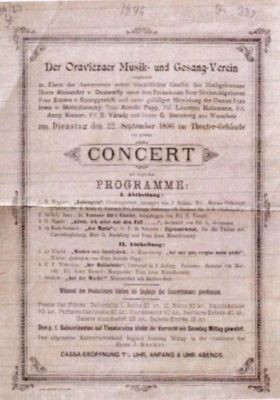 Clubul de cântări și Muzică din Oravița; Anunț al Clubului de cântări și Muzică din Oravița privind concertul de muzică clasică