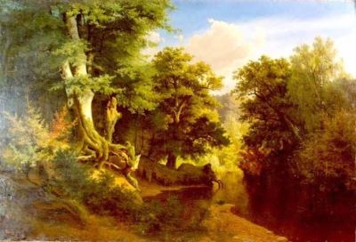 pictură - Runge, Philip Otto; Peisaj de pădure cu râu