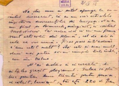 scrisoare - Mureșianu, A. Aurel; Mureșianu A. Aurel către mama sa, Mureșianu Elena
