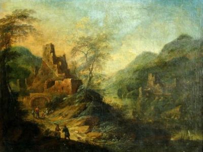 pictură - Schinnagel, Max Josef; Peisaj cu ruine