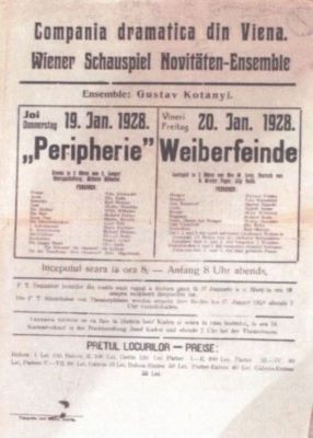 Tipografia Iosif Kaden; Afiș pentru piesele de teatru „Peripherie” și „Wieberfeinde”