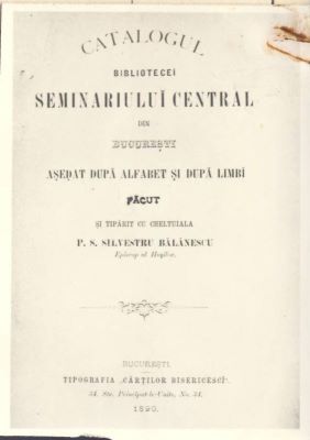 P.S. Silvestru Bălănescu; Catalogul bibliotecei Seminarului central din București