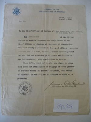 scrisoare -  ; Ambasada S.U.A. din Moscova către Grigore Gafencu