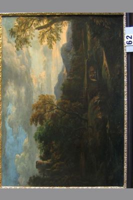 pictură de șevalet - Bemmel, Willem van; Peisaj de munte cu pod de piatră