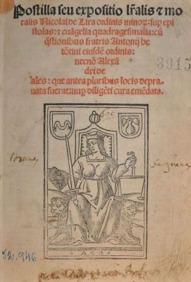 carte veche - Nicolaus de Lyra, autor; Postilla seu expositio l[ite]ralis [et] moralis Nicolai de Lira