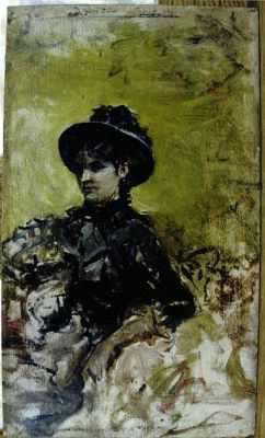 pictură de șevalet - Aman, Theodor; Doamnă cu pălărie