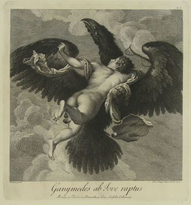 gravură - Cunego, Domenico; (SC.); Vecelli, Tiziano; (PX.); Hamilton, Gavin; (EX.); Ganymedes ab Jove raptus; (Ganimede răpit de Zeus)