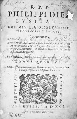 carte veche - Diez, Felipe (autor); R.P.F. Philippi Diez Lusitani... Conciones, dominicarum, aestivarum, quae à dominica