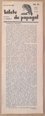 ziar (tabletă) - Arghezi, Tudor; Bilete de papagal, nr. 91