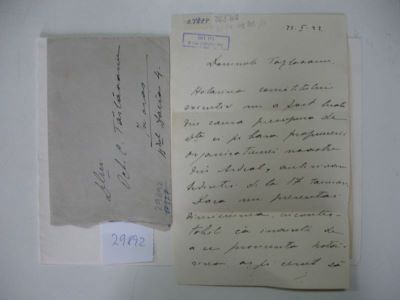 scrisoare -  ; Generalul Averescu lui Octavian C. Tăslăuanu despre prezentarea demisiei