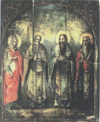 icoană; Sfântul Alexandra, Nicolae, Vasile cel Mare și Haralambie