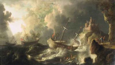pictură; Furtună pe coasta mării