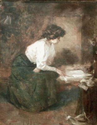 pictură - Vermont, Nicolae; Femeie citind