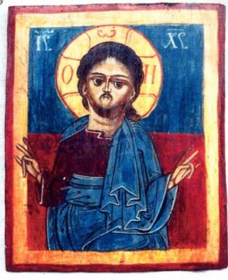 icoană pe lemn - Mihail, zugrav și diacon; Iisus Hristos binecuvântând