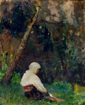 pictură - Verona, Arthur; Țărancă în peisaj