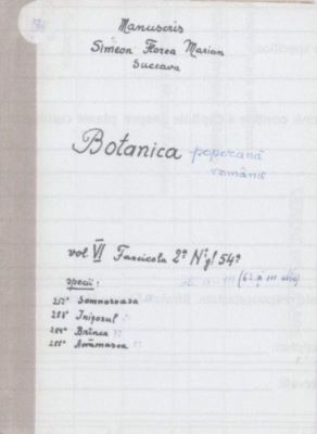 manuscris; Botanica poporană română vol. VI, fascicola 2 specii: Somnoroasa, Inișorul, Avrămasca, Brînca