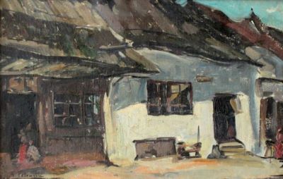 pictură - Petrașcu, Gheorghe; Peisaj cu case