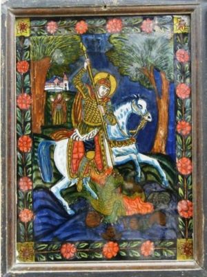 icoană pe sticlă - Kostea, Ioan (?); Sfântul Mare Mucenic Gheorghe