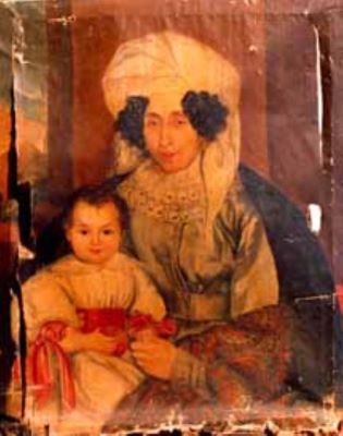 pictură - Schöefft, Joseph August; Portret de femeie cu copil